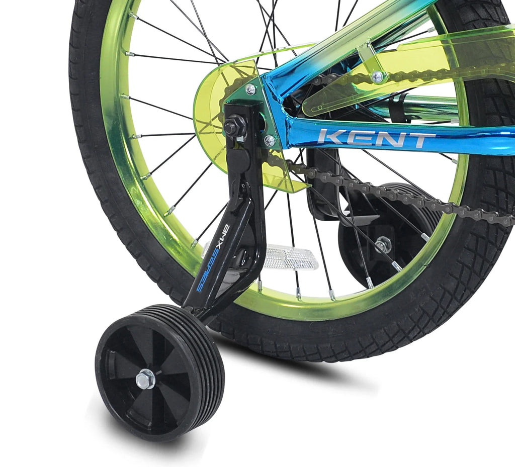Vélo BMX enfant 18 Kent Glitch, roues de 18 pouces, pour enfants de 6 à 12 ans, bleu/vert