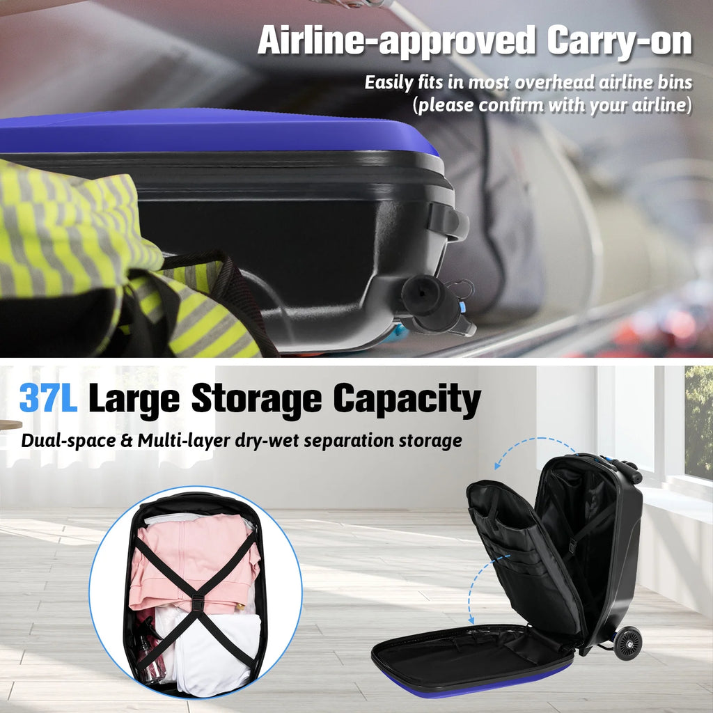 Valise à roulettes Advwin pour enfants et adultes, valise rigide sur laquelle les enfants de 4 à 15 ans peuvent rouler, bagage cabine multifonction léger et pliable avec roulettes, pour enfants et adolescents, rose