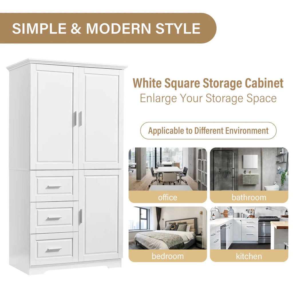 Armoire de salle de bain, meuble de rangement de 62,2 de haut avec portes et étagères, armoire à linge sur pied pour salle de bain, cuisine, salon, grise