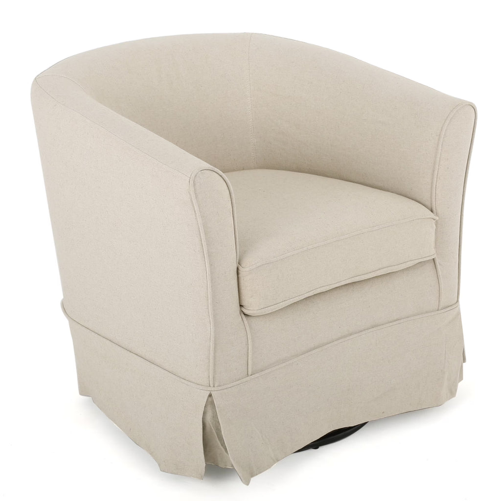 Fauteuil club pivotant contemporain Tiffin de GDF Studio, tissu naturel et noir