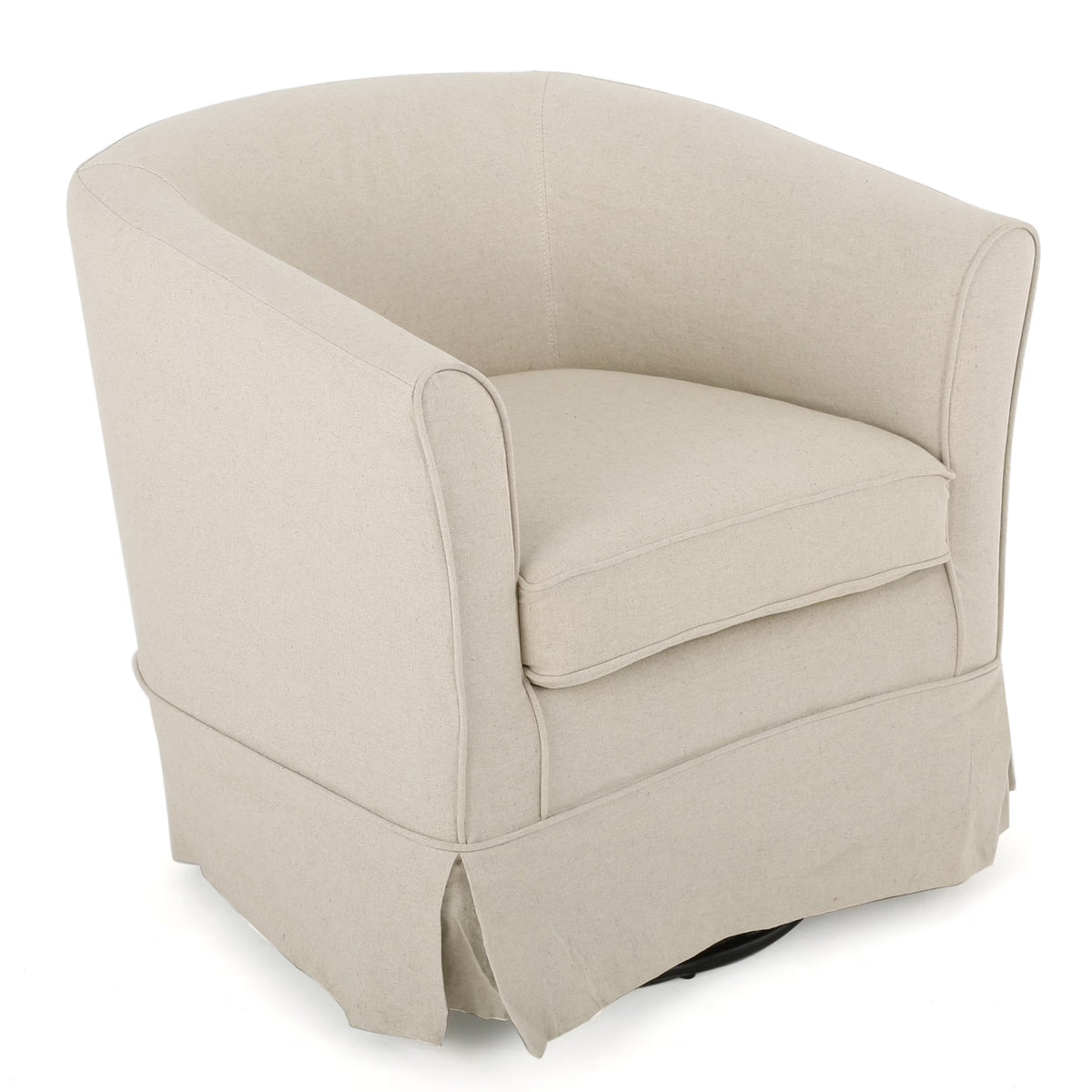Fauteuil club pivotant contemporain Tiffin de GDF Studio, tissu naturel et noir