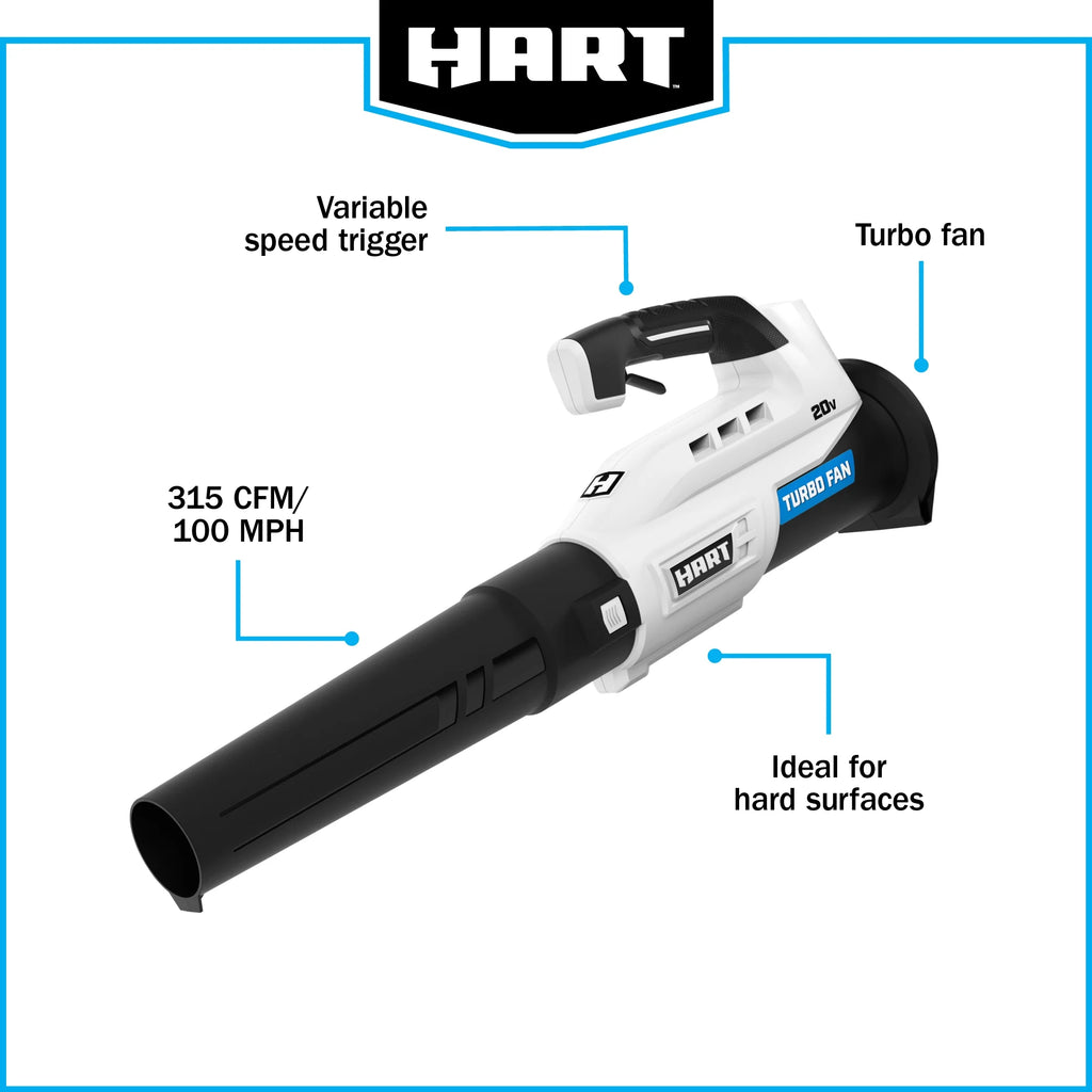 Souffleur de feuilles turbo sans fil HART 20 V (1) batterie lithium-ion 4,0 Ah