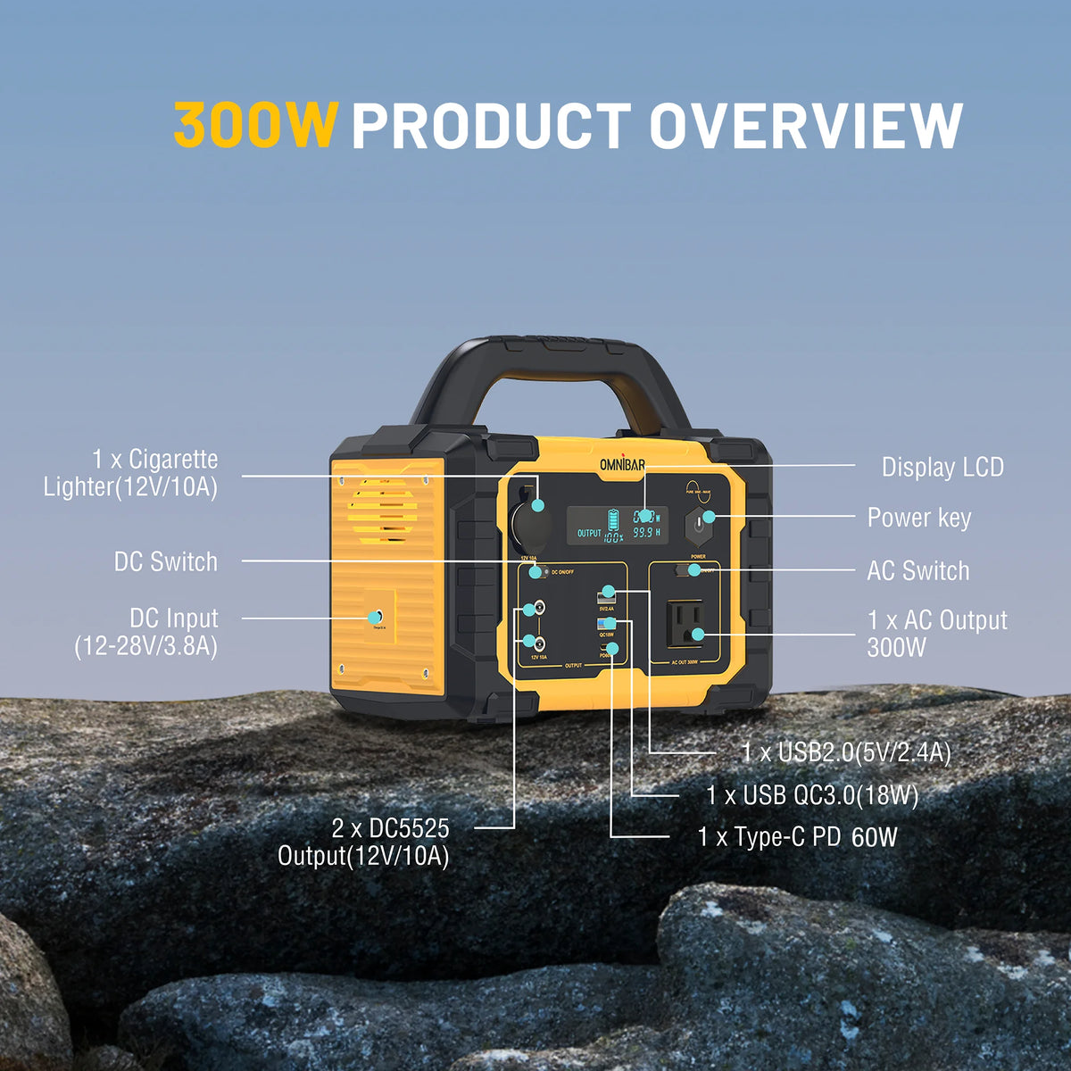 Station d’énergie portable Mondawe 1 000 W, générateur solaire 1 024 Wh avec prise CA pour la maison, le camping et les urgences