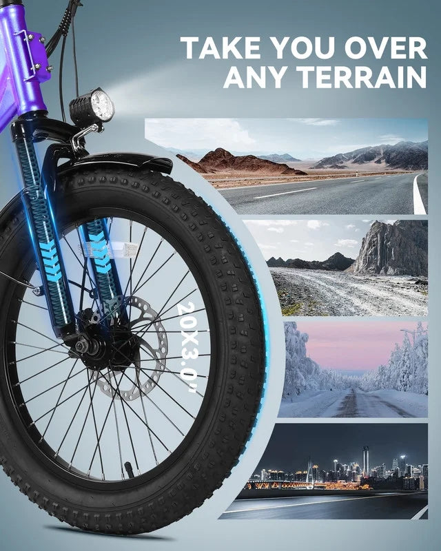 Vélo électrique Actbest pour adultes, Mars 20'' Pneu large Vélo pliant électrique avec moteur de pointe 1200W, 7 vitesses 28MPH, Batterie amovible 48V 499Wh, Potence de vélo réglable, Vélo électrique pliable UL2849 (Noir)