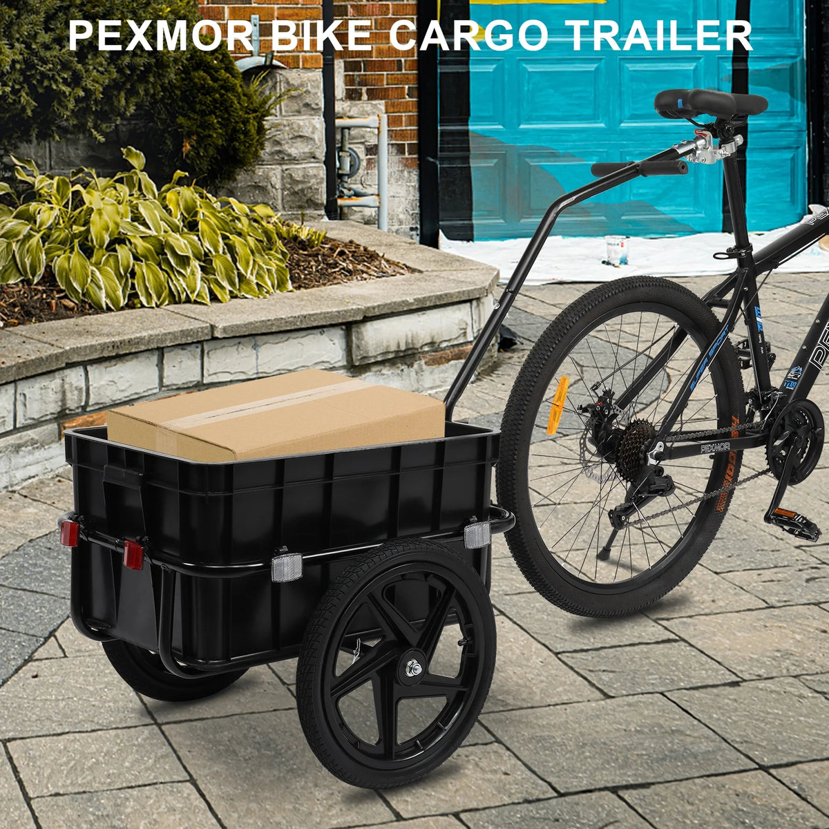 Remorque cargo pour vélo PEXMOR, remorque chariot pour vélo avec attelage universel et housse imperméable