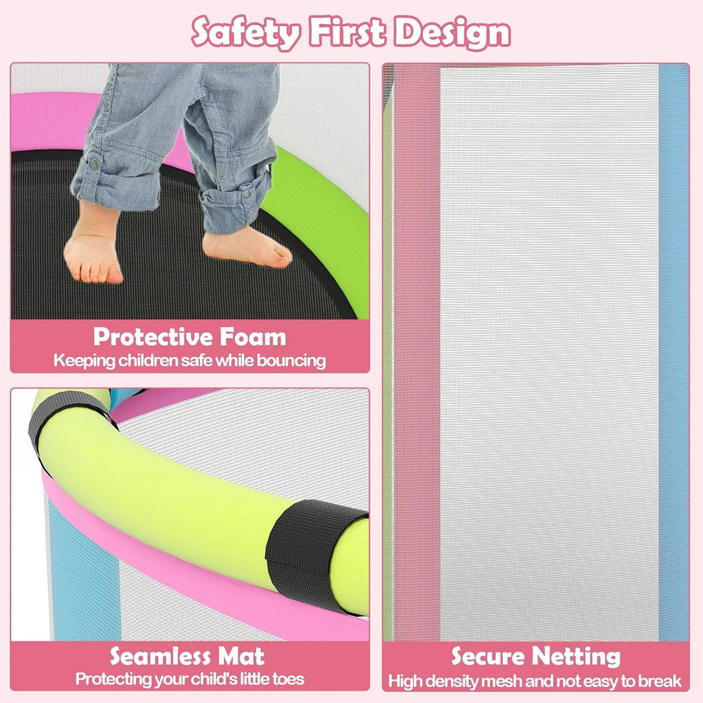 OLAKIDS 55 Trampoline pour enfants Filet de protection Robuste pour Garçons Filles Extérieur Intérieur