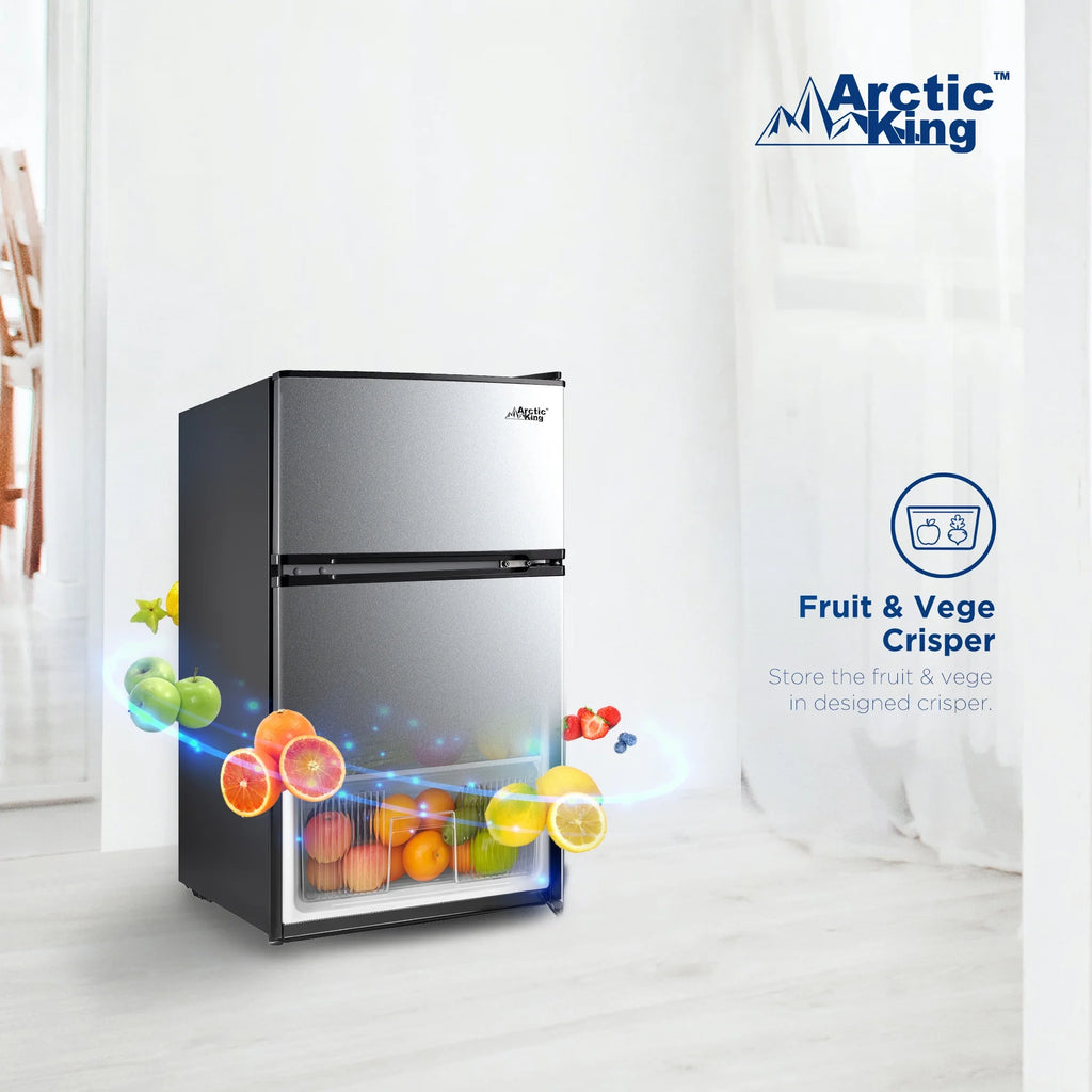 Mini-réfrigérateur Arctic King de 3,2 pi³, à deux portes avec congélateur, en acier inoxydable, certifié Energy Star