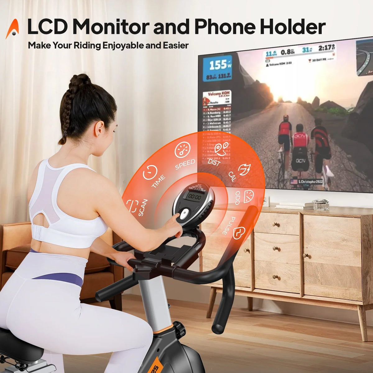 Vélo d’appartement Pooboo, vélo d’intérieur avec résistance réglable pour le domicile ou le bureau, appareil de cardio-training supportant jusqu’à 159 kg