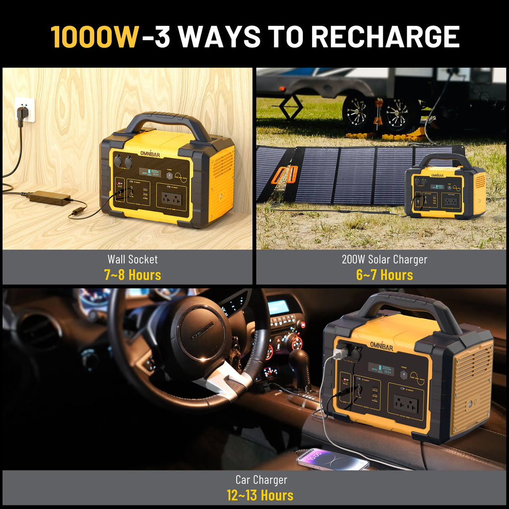 Station d’énergie portable Mondawe 1 000 W, générateur solaire 1 024 Wh avec prise CA pour la maison, le camping et les urgences
