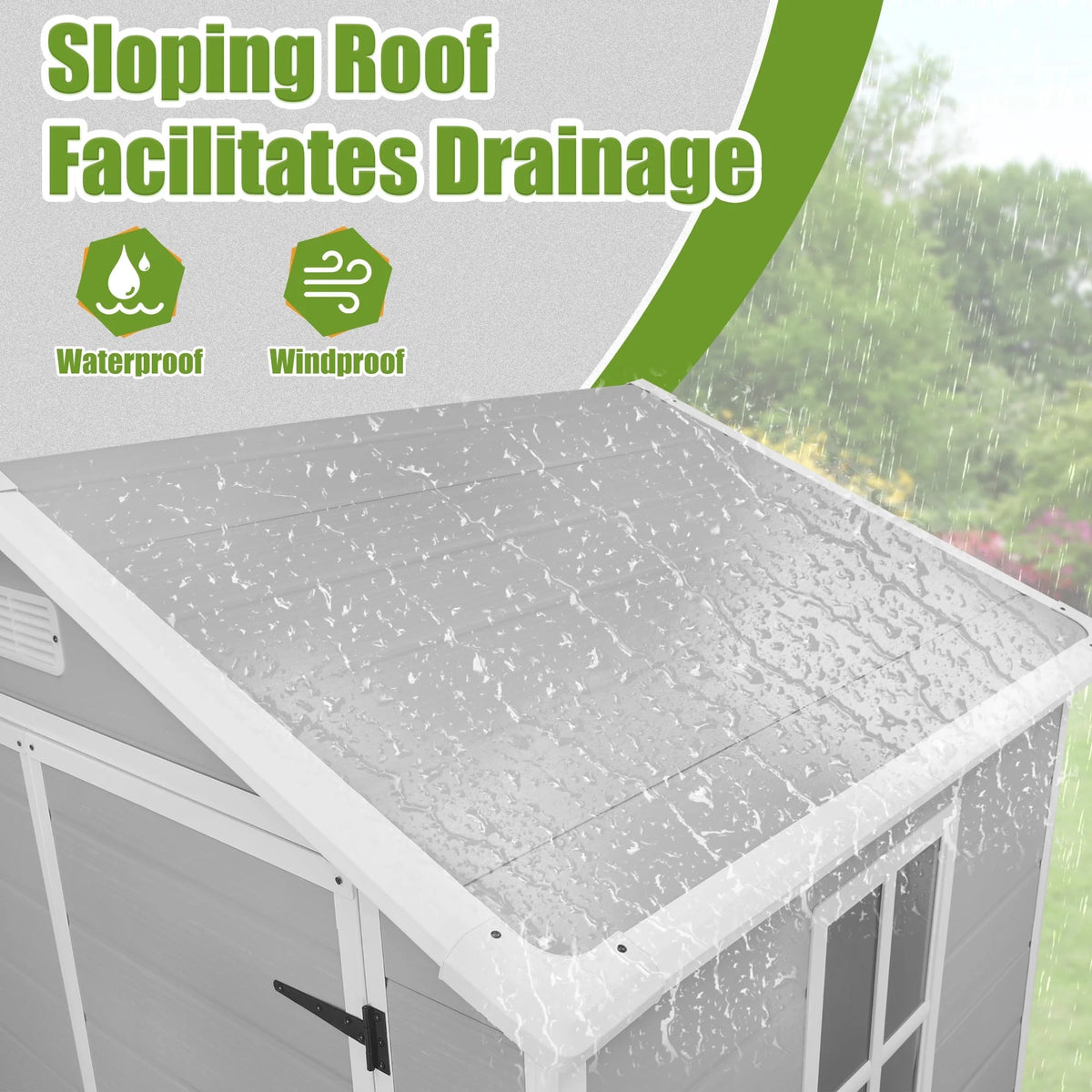 Enyopro Abri de rangement extérieur 6 x 4,4 pi, grand abri utilitaire en résine plastique toutes saisons pour outils avec deux portes verrouillables, pour patio, cour arrière et pelouse, gris