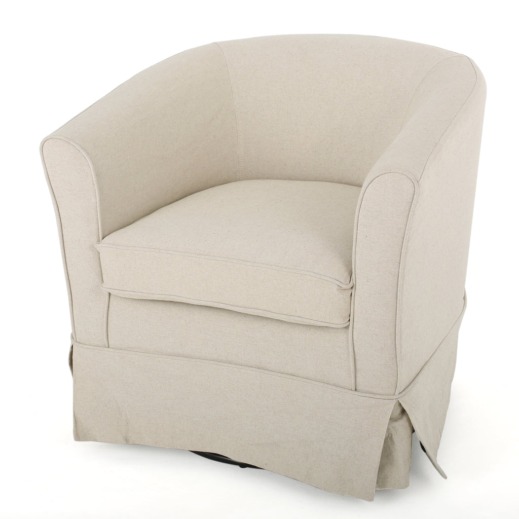 Fauteuil club pivotant contemporain Tiffin de GDF Studio, tissu naturel et noir