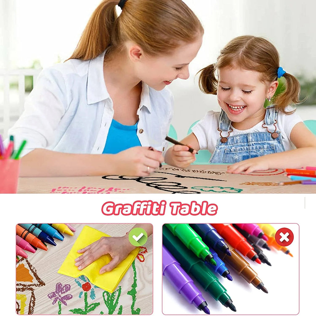 Ensemble table et 4 chaises pour enfants LAZY BUDDY, bureau réglable en hauteur pour tout-petits avec plateau graffiti, ensemble de table d’activités pour enfants pour crèche et maison