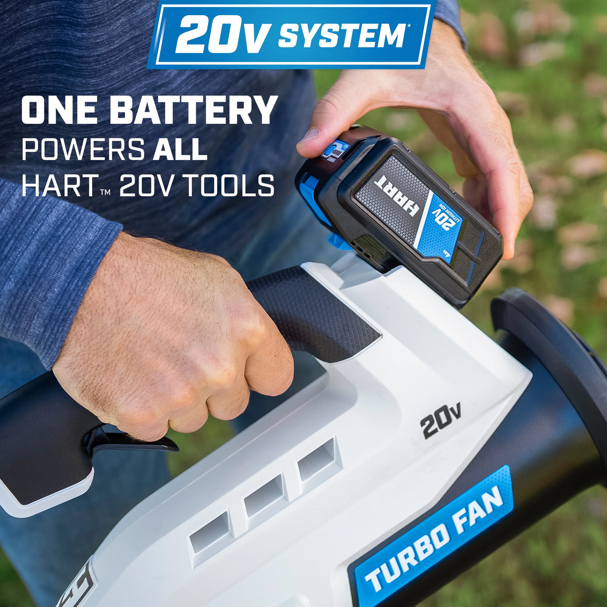 Souffleur de feuilles turbo sans fil HART 20 V (1) batterie lithium-ion 4,0 Ah