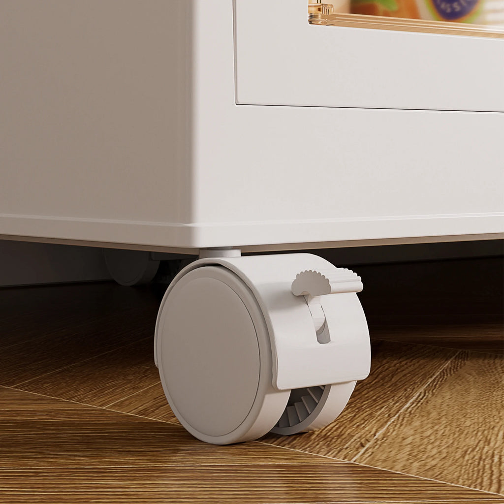 Penderie portable pour enfants Montary avec portes magnétiques et tringle – Meuble de rangement en plastique à 4 casiers pour chambre d'enfant