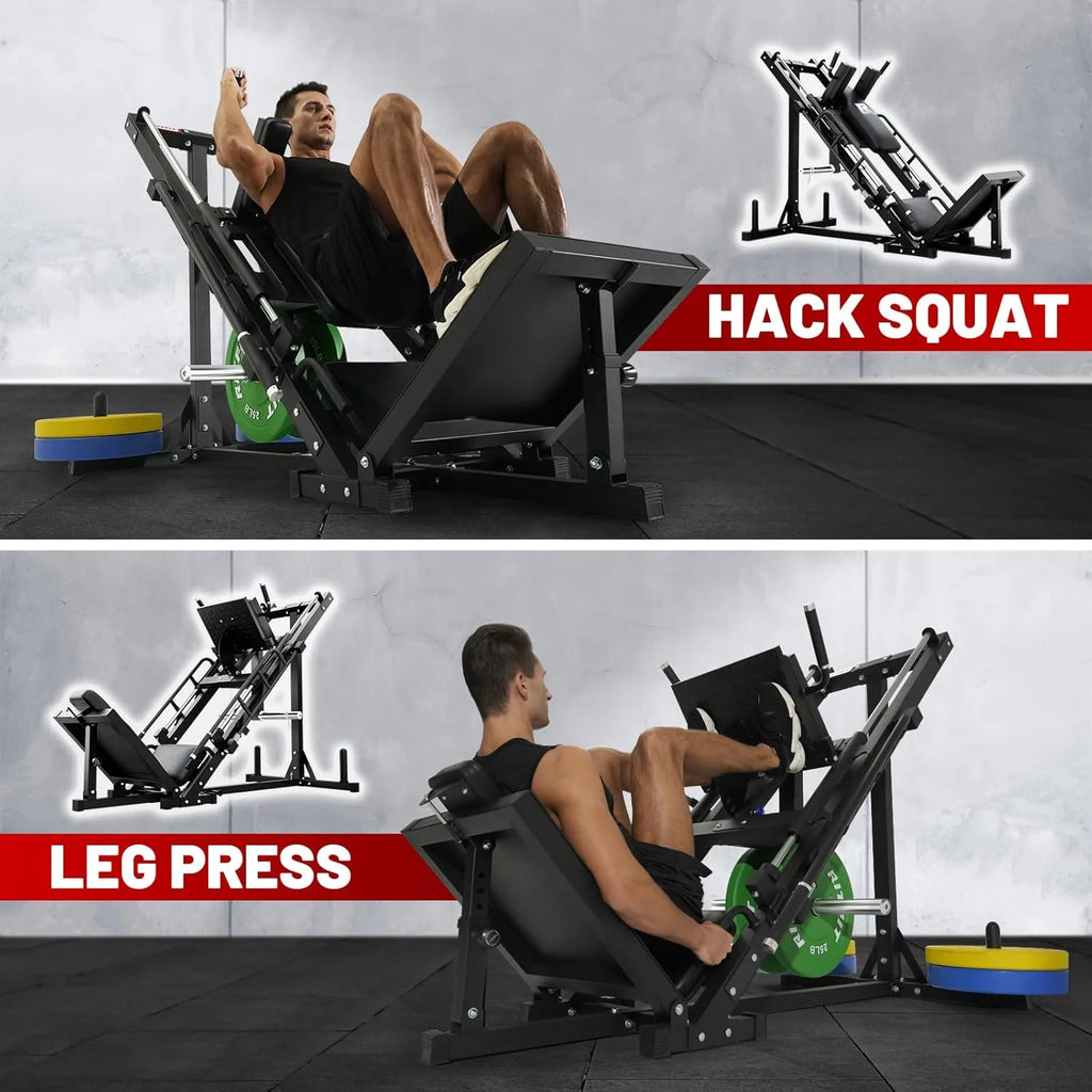Machine à presse à jambes et hack squat RitFit, Presse à jambes professionnelle réglable pour salle de sport à domicile avec roulement linéaire, Machine hack squat spécialisée pour un entraînement complet du bas du corps avec rangement de poids, Rose
