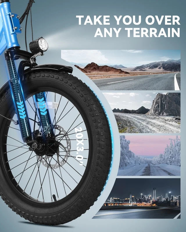 Vélo électrique Actbest pour adultes, Mars 20'' Pneu large Vélo pliant électrique avec moteur de pointe 1200W, 7 vitesses 28MPH, Batterie amovible 48V 499Wh, Potence de vélo réglable, Vélo électrique pliable UL2849 (Noir)