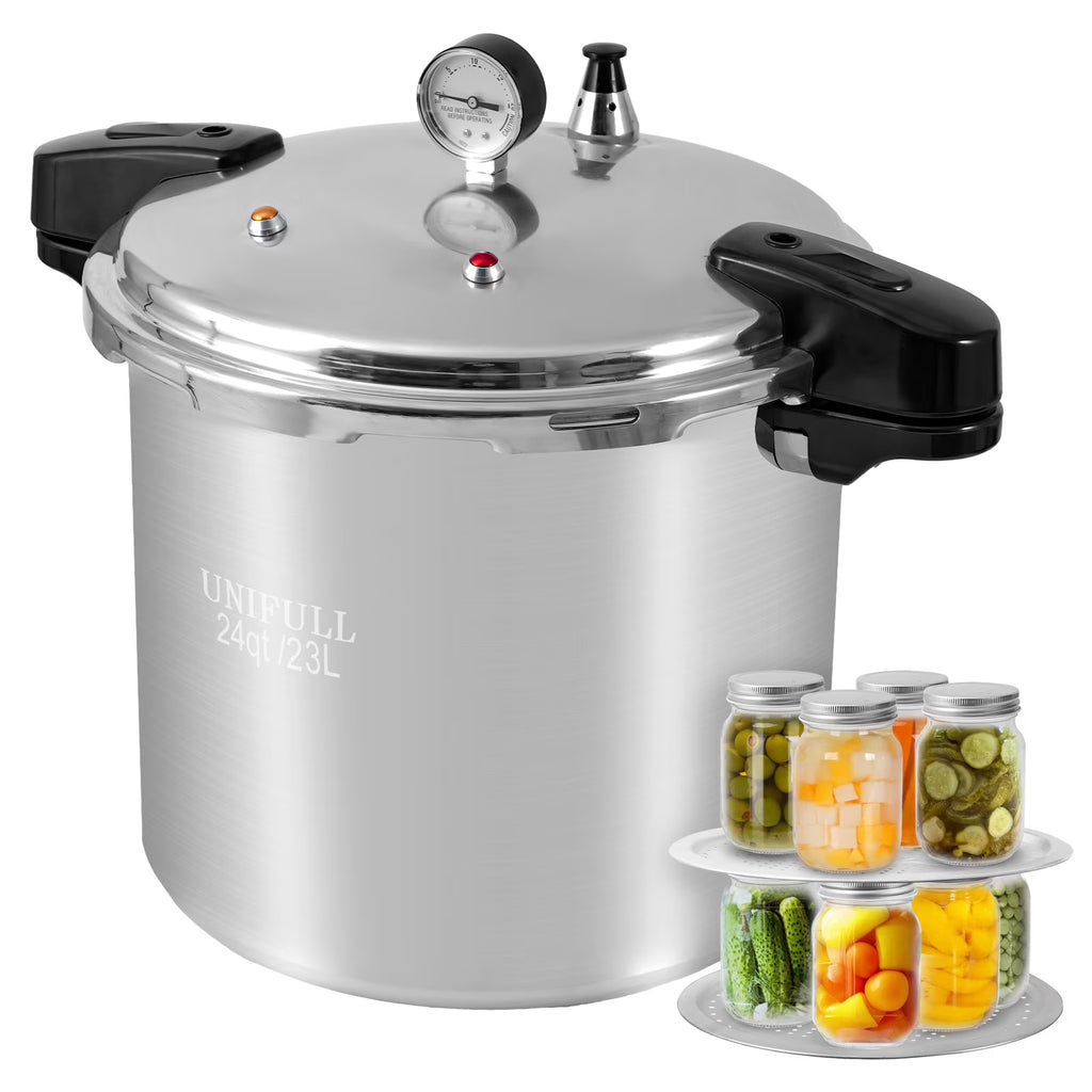 Marmite électrique UNIFULL de 24 pintes/23 litres, autocuiseur avec manomètre, soupape de décompression à 15 PSI et joint d’étanchéité