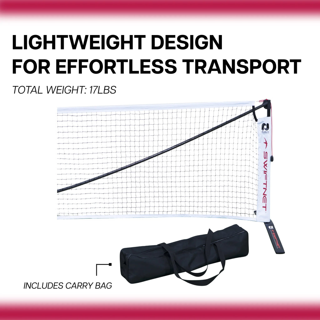 Système de filet portable pour pickleball SwiftNet 2.1| Fibre de carbone légère à haute tension + Matériau du cadre en alliage