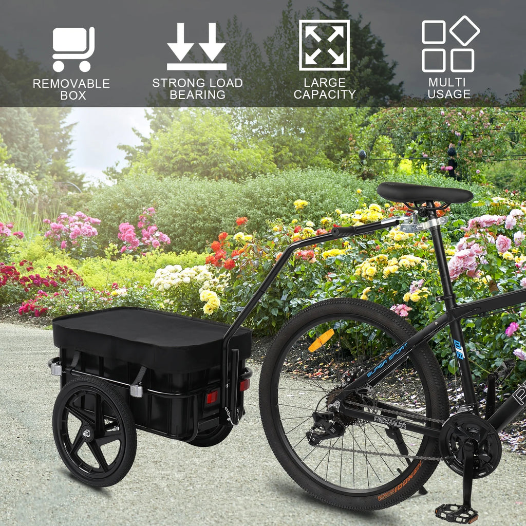 Remorque cargo pour vélo PEXMOR, remorque chariot pour vélo avec attelage universel et housse imperméable