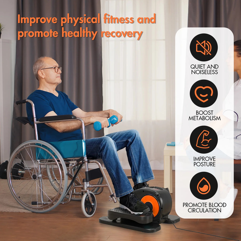 Vélo elliptique de bureau Baokaler, appareil d’exercice électrique pour les jambes assis, pour seniors, 12 vitesses réglables avec télécommande