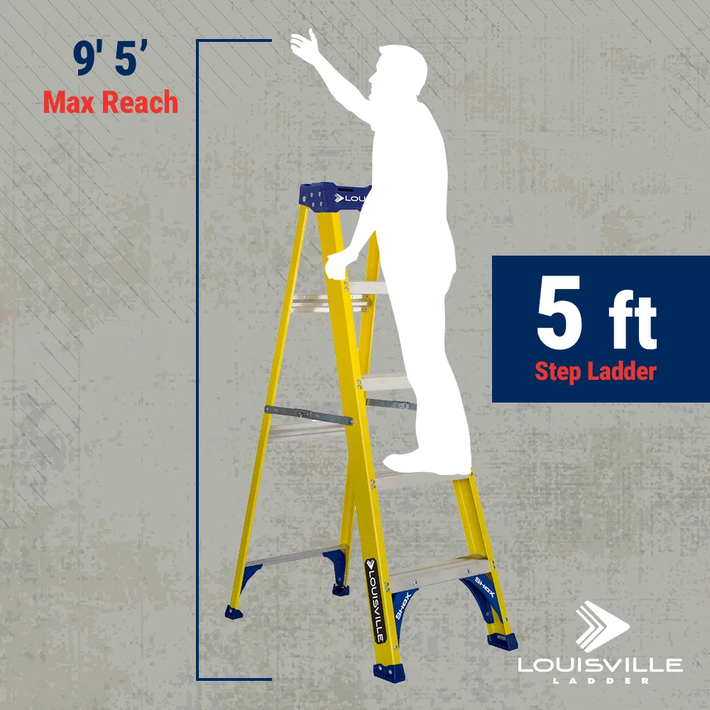 Échelle d’atelier en fibre de verre Louisville de 5 pieds, capacité de charge de 250 lb, Type I, FS2005