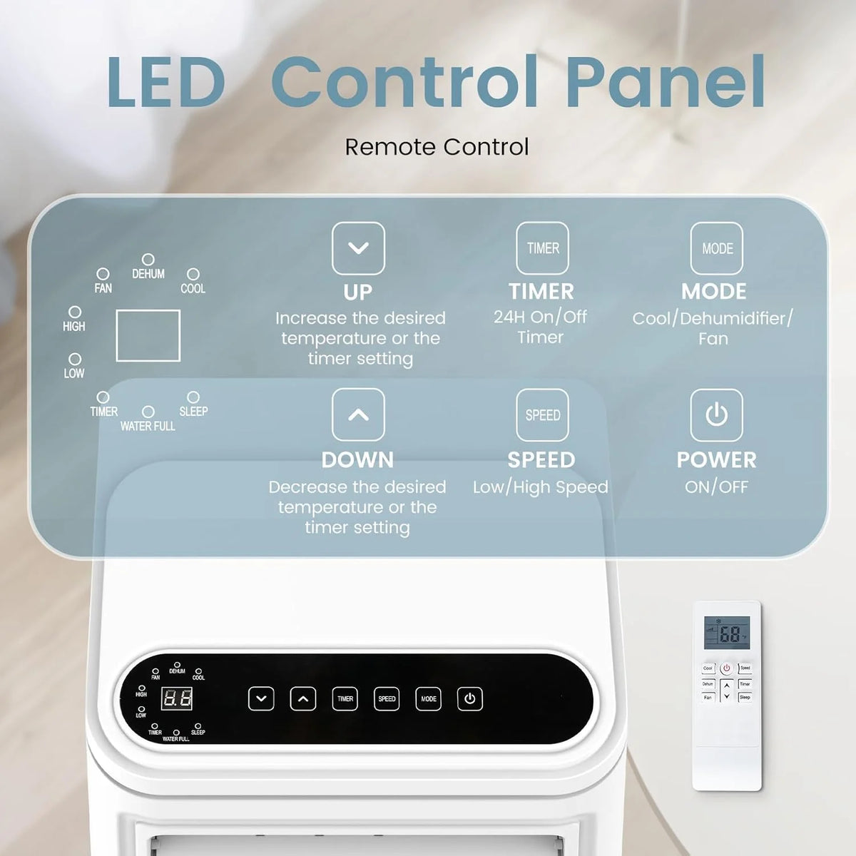 Climatiseur portable Auseo, 8 000 BTU ASHRAE, climatiseur silencieux 4-en-1 avec déshumidificateur, ventilateur, mode sommeil et filtre lavable pour des pièces allant jusqu’à 350 pi²