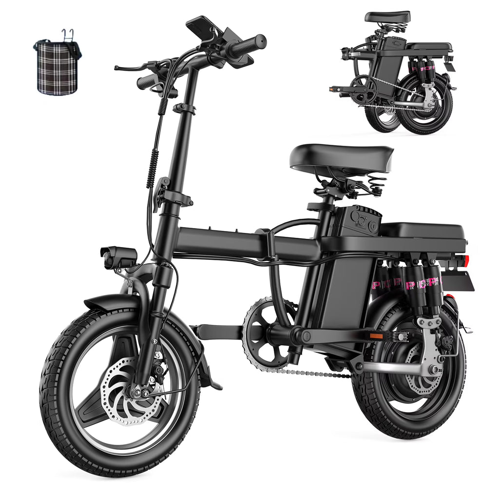 AVBDJOY Vélo électrique pliant 14 pour adultes et adolescents, Pic 700W 48V/13AH, Vélo électrique urbain pour trajets quotidiens