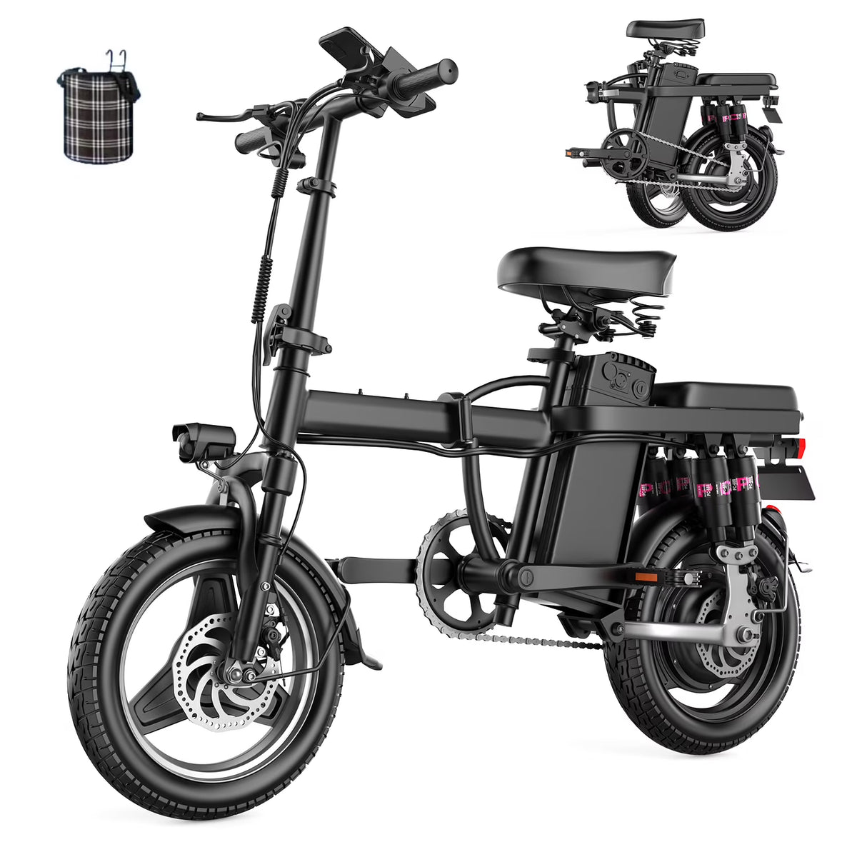 AVBDJOY Vélo électrique pliant 14 pour adultes et adolescents, Pic 700W 48V/13AH, Vélo électrique urbain pour trajets quotidiens