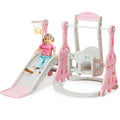 Ealing   Ensemble toboggan et balançoire 4 en 1 pour tout-petit   Structure de jeu avec toboggan d'intérieur et d'extérieur pour bébé   avec panier de basket-ball & Toboggan balançoire de jardin pour garçons et filles Longueur du toboggan : 11,02' L Rose