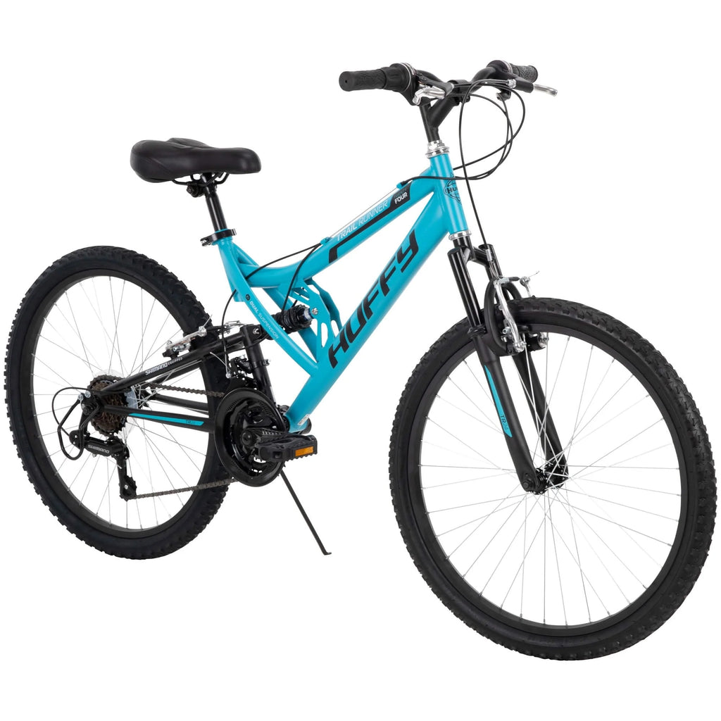 Vélos tout-terrain à suspension intégrale Huffy Trail Runner 24 pour filles, bleu sarcelle