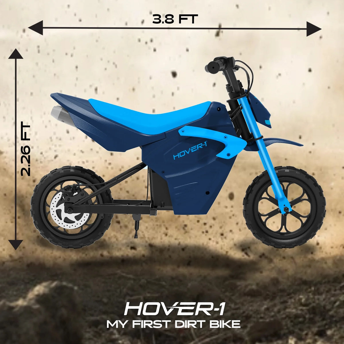 Hover-1 My First Dirt Bike for Kids - 300W Motor, 9MPH Max Speed, 9 Mile Range, 12 Off-Road Tires, 120LB Max Weight, Twist Grip Throttle & Rear Disc Brake Electric Dirt Bike for Kids Ages 5+ Years